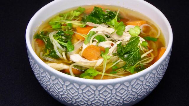 Chicken and carrot noodle soup