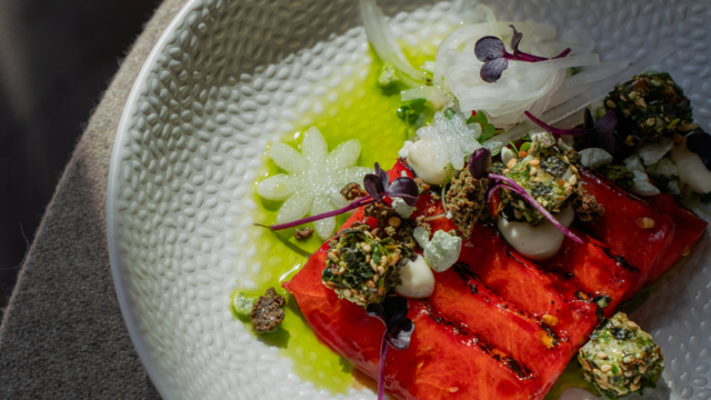Watermelon Tataki with Adji, Tahoon and Sakura
