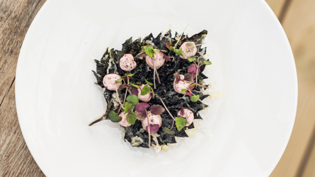 Crispy shiso with its own mayonnaise