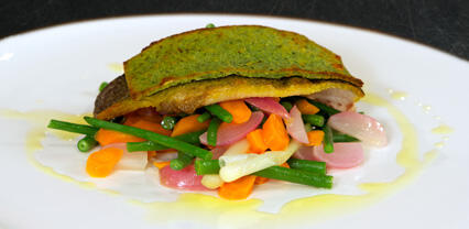 Trout with a breadcrumb and BroccoCress® crust