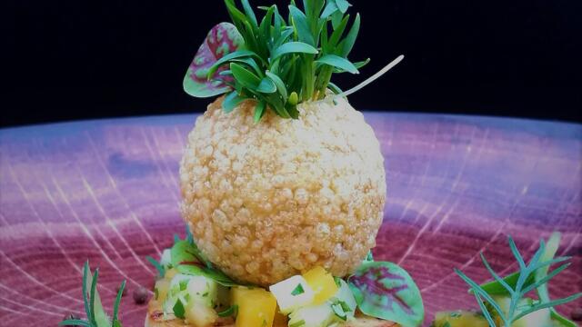 Caramelized baked celeriac and Pani Puri